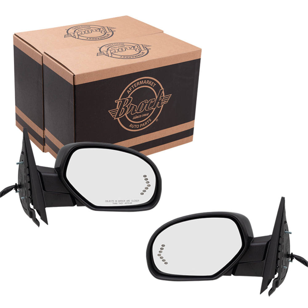 Brock Replacement Driver and Passenger Set Power Folding Mirrors Heated Signal Memory Compatible with 2007-2008 Silverado Sierra Pickup Truck