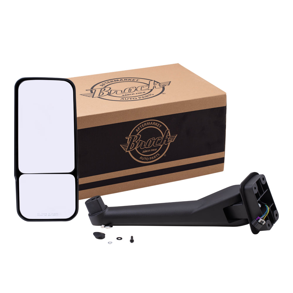 Brock Driver Left Power Door Mirror Textured Black With Marker Light Without Heat Compatible With 2003-2009 Chevrolet Kodiak 2003-2009 GMC TopKick 1332-4002L