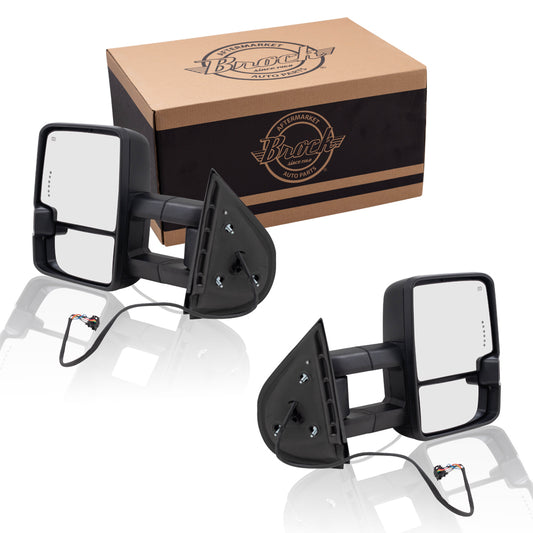 Power Mirror for 2007-2013 Silverado 1500 Extendable Clearance Lamp Performance Upgrade Turn Signal Indicator Heated Manual Fold for 2007-2014 Silverado 2500 for 2007-2014 Tahoe for 2014 Suburban Set