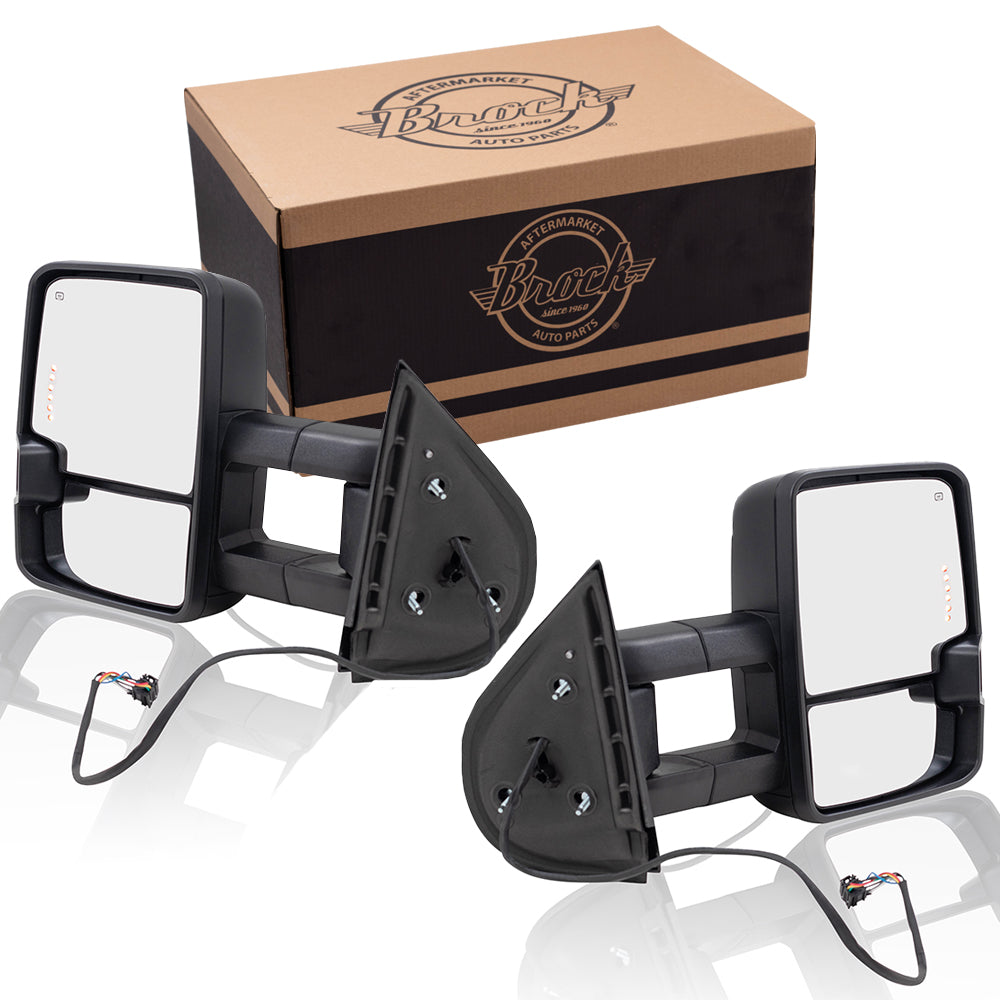 Power Mirror for 2007-2013 Silverado 1500 Extendable Smoked External Signal Clearance Lamp P Turn Signal Indicator Heated Manual Fold for 2007-2014 Silverado 2500 for 2007-2014 Tahoe Set