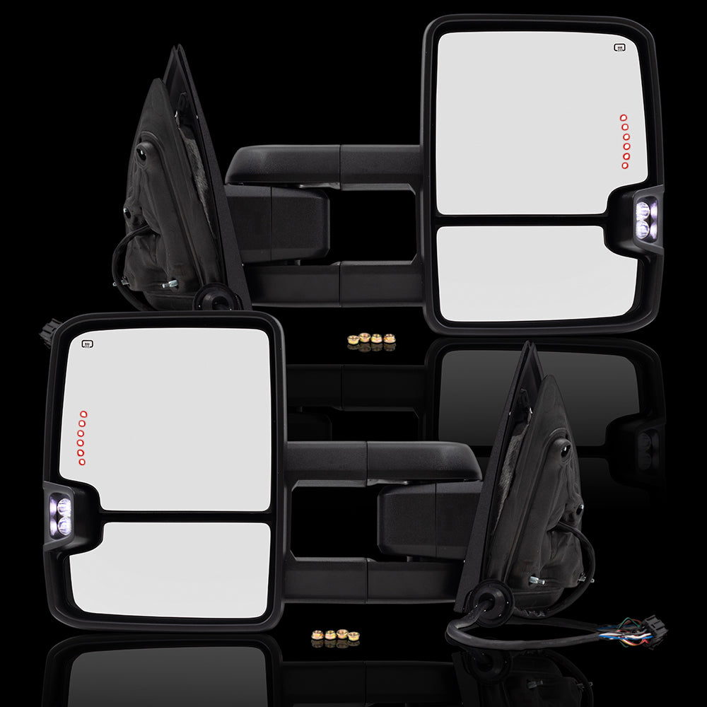 Brock Replacement Performance Upgrade Tow Chrome Mirrors Power Heated Telescopic Dual Arms Compatible with 2014-2018 Silverado Sierra Pickup Truck