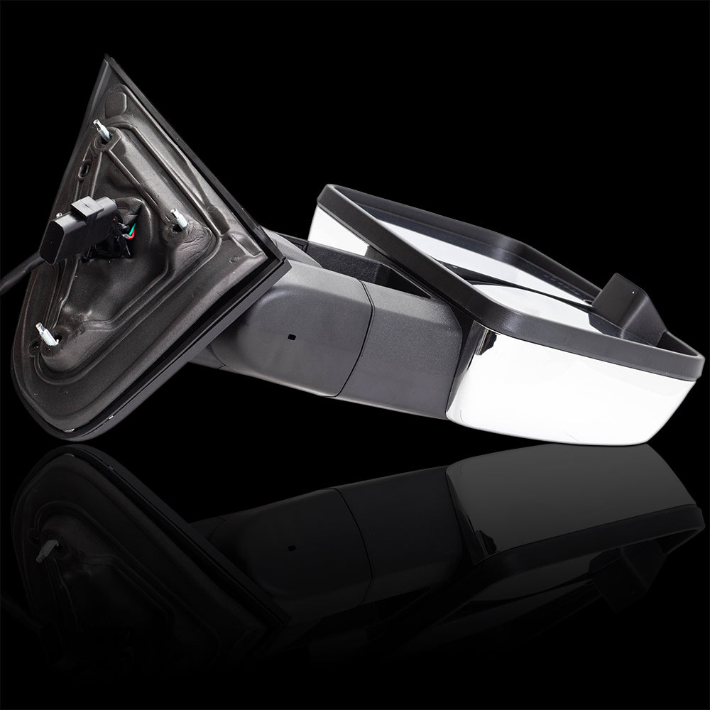 Brock Replacement Performance Upgrade Tow Mirrors Chrome Cap Power Folding Heated Smoke External Signal Compatible with 2014-2018 Silverado Sierra Pickup Truck