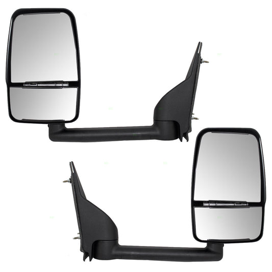 Brock Aftermarket Replacement Driver Left Passenger Right Manual Tow Mirror Textured Black With Dual Glass Set Compatible With 2008-2022 Chevy Express