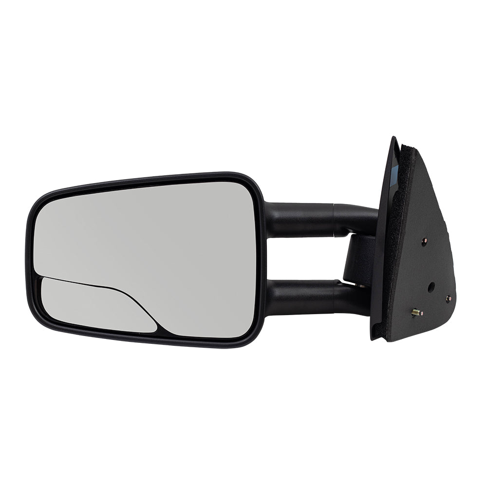 Brock Replacement Driver Manual Telescopic Tow Mirror with Spotter Glass Compatible with 1999-2007 Silverado Sierra Pickup Truck
