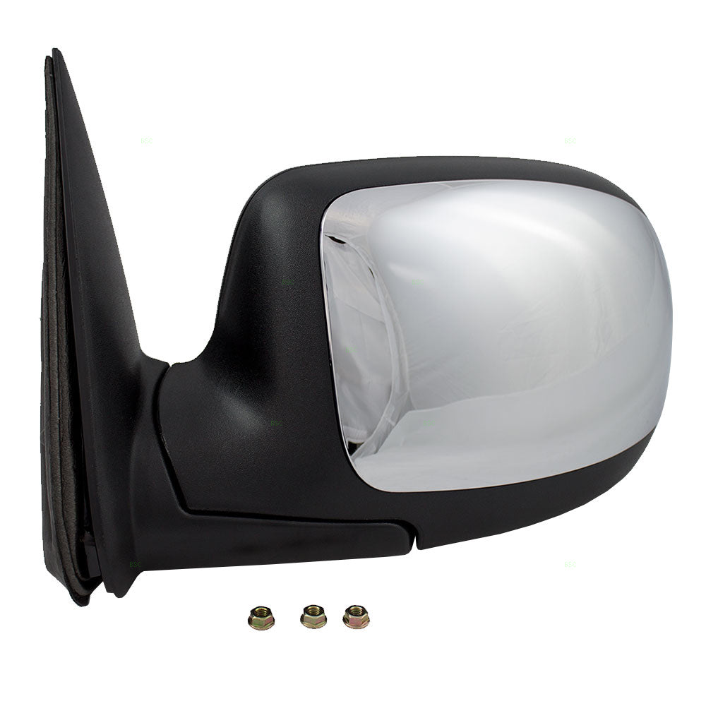 Brock Replacement Driver Manual Side Door Mirror Chrome Cap Compatible with Sierra Silverado Suburban Tahoe Yukon & XL