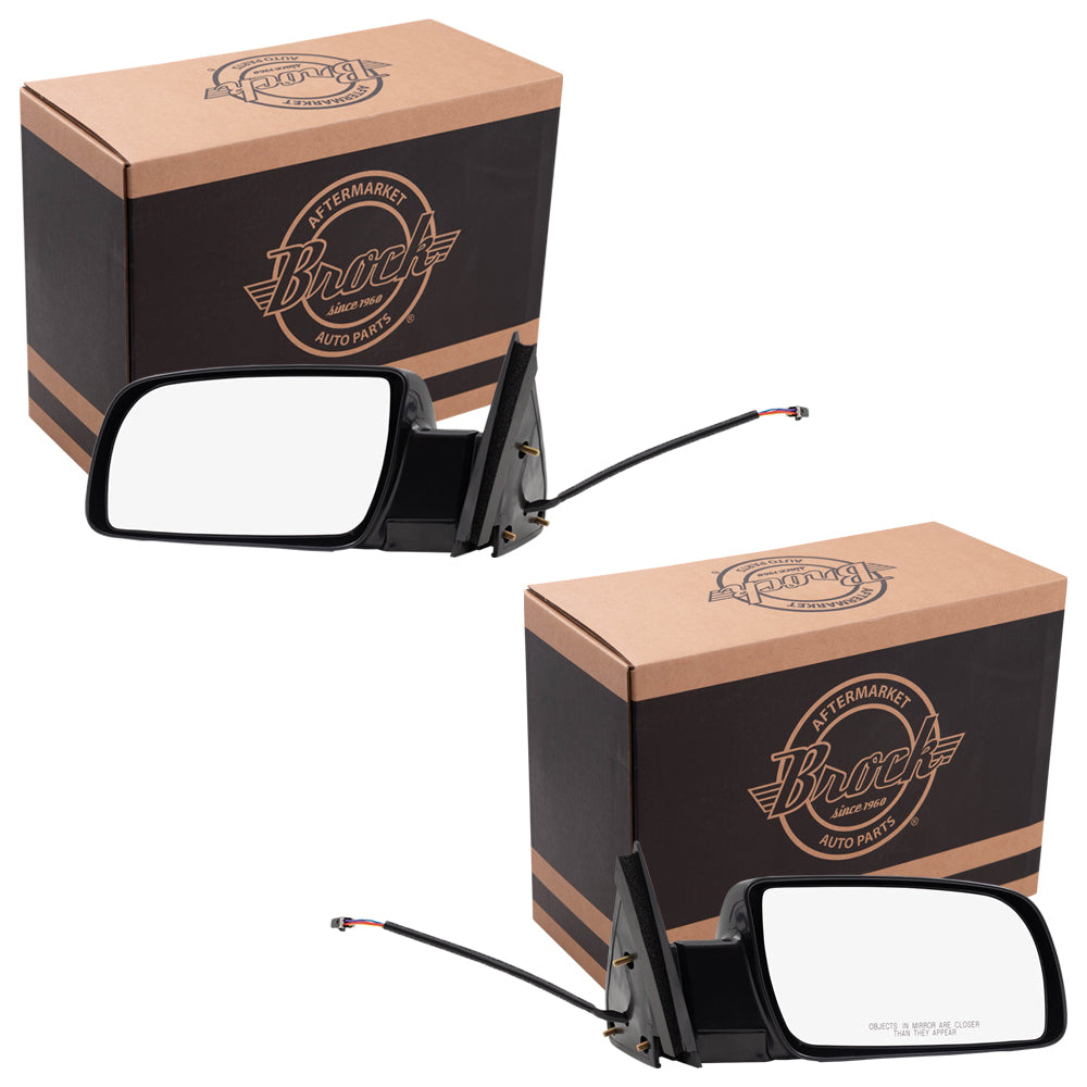 Brock Aftermarket Replacement Driver and Passenger Power Mirror Set Standard Type Paint To Match Black - Plastic Base without Heat Compatible with 15764757 15764758