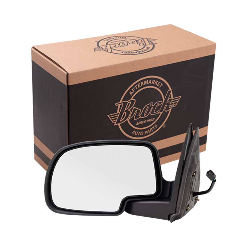 Brock Replacement Driver Power Side Door Mirror Black and Chrome Compatible with 99-02 Silverado Sierra Pickup Truck 15172249