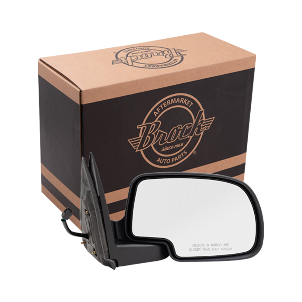 Brock Replacement Passenger Power Side Door Black & Chrome Mirror Compatible with 99-02 Silverado Sierra Pickup Truck 15172248