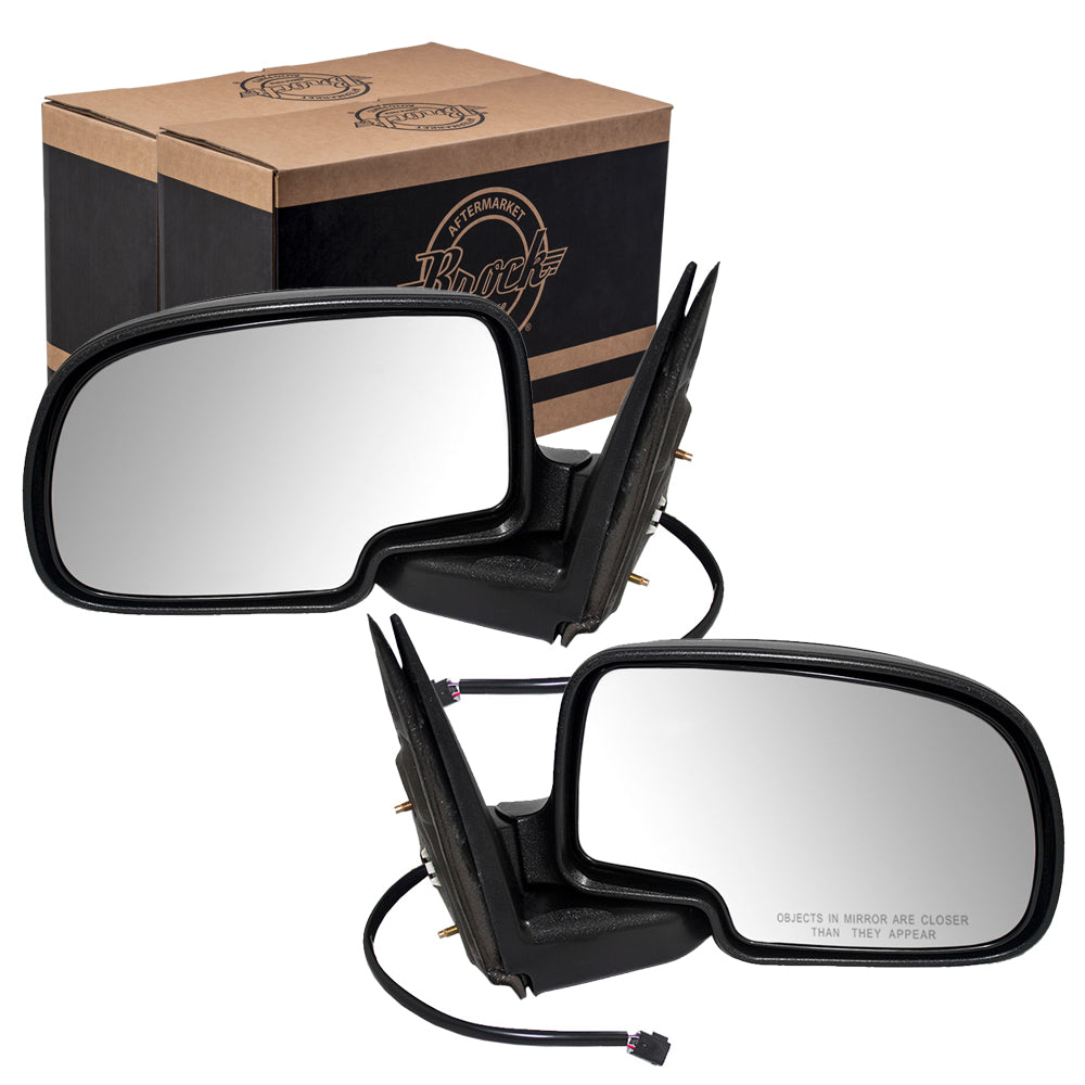 Brock Replacement Driver and Passenger Set Power Side Door Mirrors w/ Caps Compatible with 1999-2002 Silverado Sierra Pickup Truck