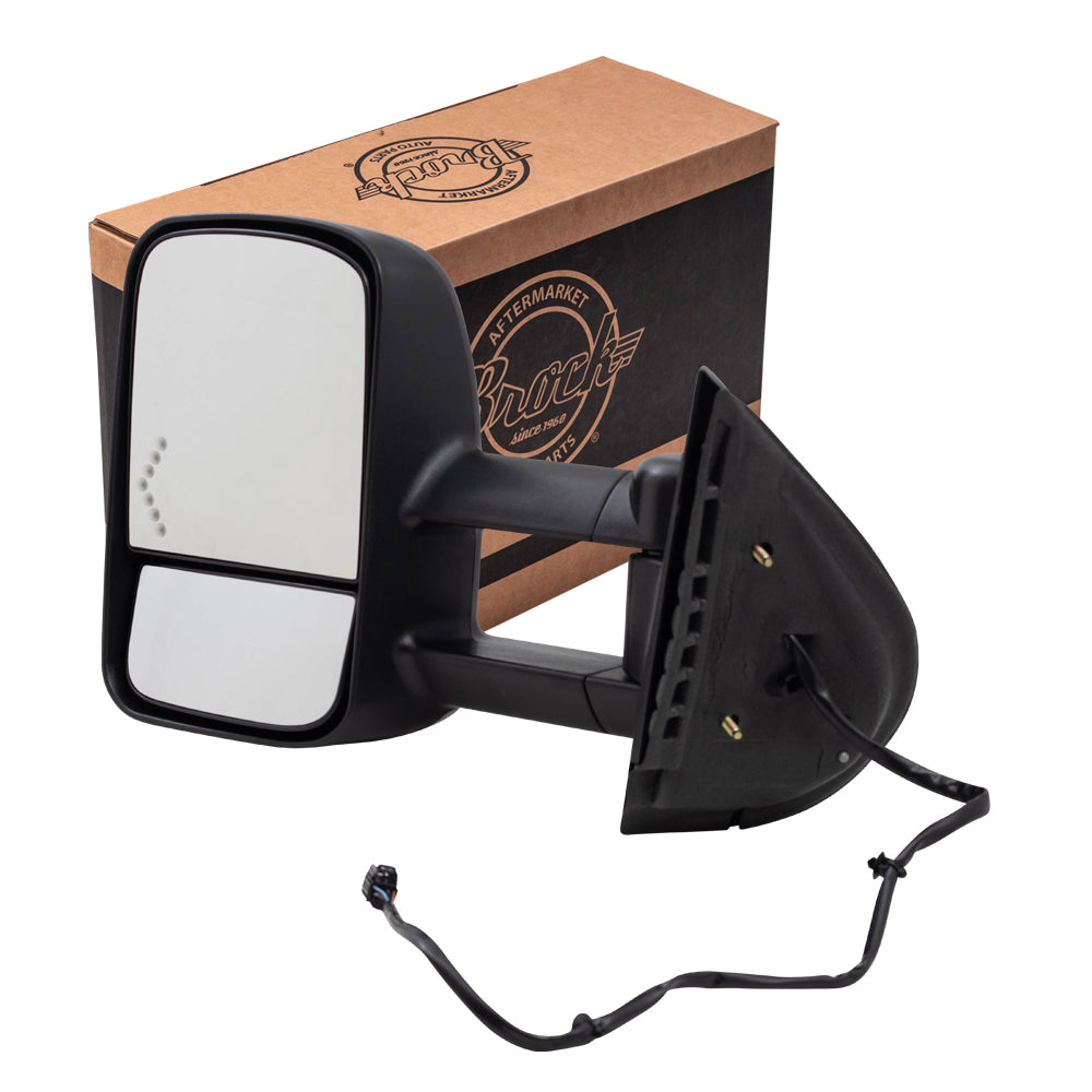 Brock Replacement Driver Power Tow Telescopic Mirror Heated Signal on Glass Compatible with 2007-2014 Silverado Sierra Escalade Yukon Tahoe