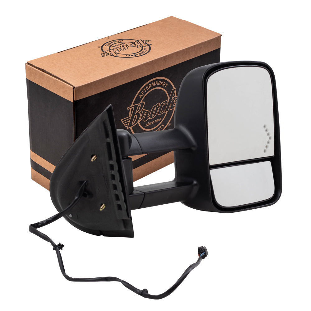 Brock Replacement Passenger Power Tow Telescopic Mirror Heated Signal on Glass Compatible with 2007-2014 Silverado Sierra Escalade Yukon Tahoe