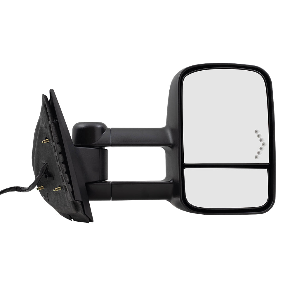 Brock Replacement Passenger Power Tow Telescopic Mirror Heated Signal on Glass Compatible with 2007-2014 Silverado Sierra Escalade Yukon Tahoe