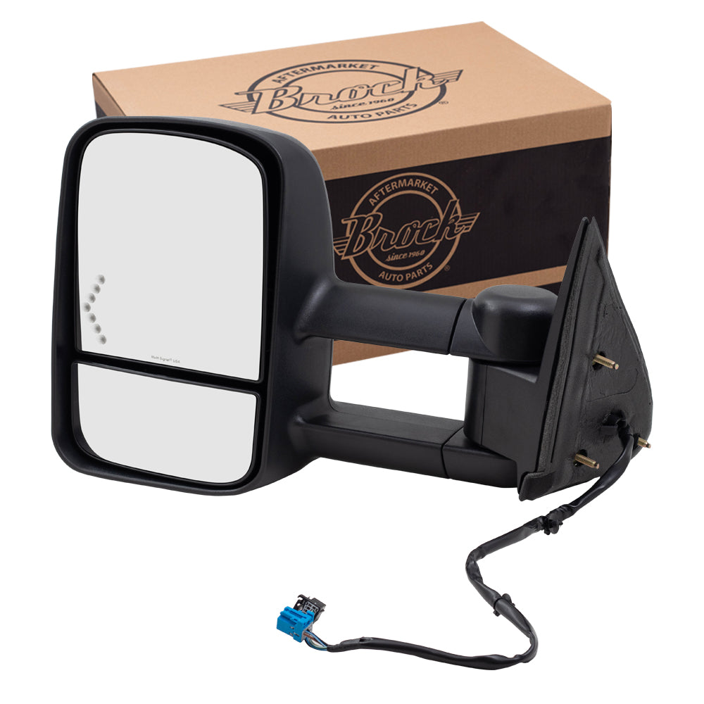 Brock Replacement Driver Power Tow Telescopic Side Door Mirror Heated Signal On Glass Compatible with 2003-2006 Silverado Sierra Avalanche Pickup