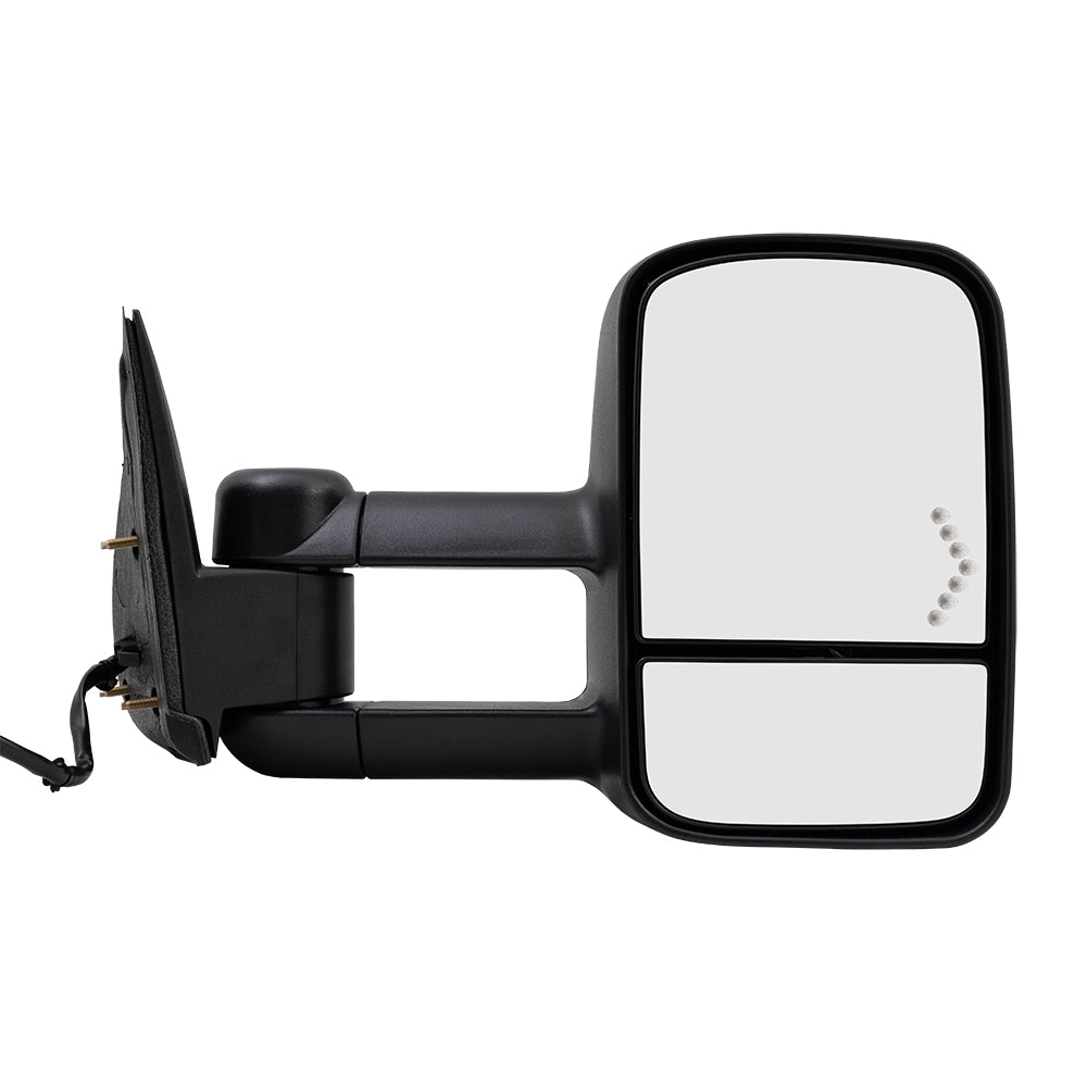 Brock Replacement Passenger Power Tow Telescopic Side Door Mirror Heated Signal On Glass Compatible with 2003-2006 Silverado Sierra Avalanche Pickup