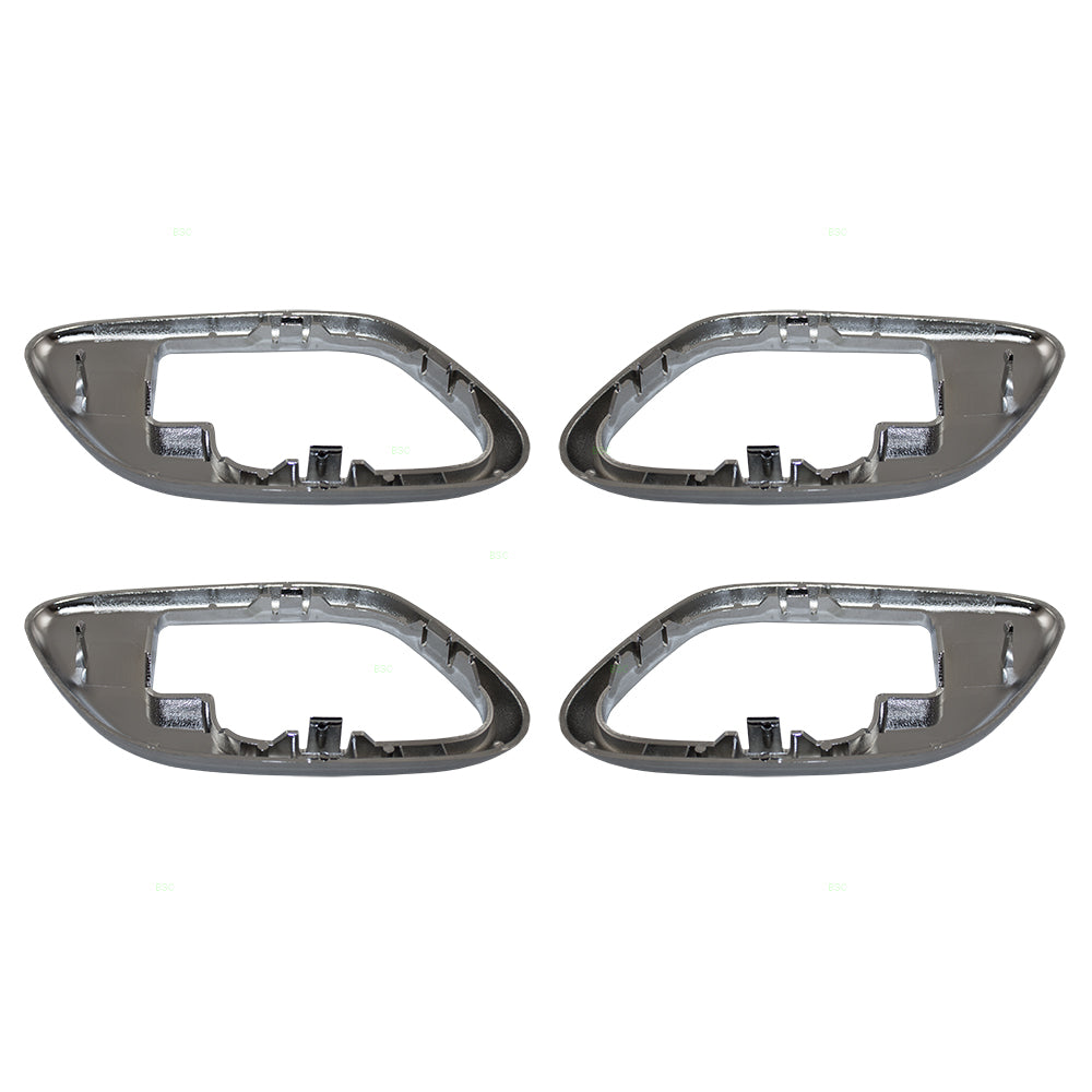 Brock Replacement 4 Piece Set of Chrome Specialty Inside Door Handle Trim Bezels Compatible with Pickup Truck Suburban Tahoe Yukon