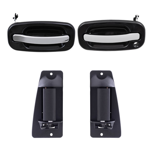 Brock Replacement Front and Rear Outside Door Handles 4 Piece Set Compatible with 1999-2007 Silverado & 1999-2007 Sierra Extended Cab ONLY
