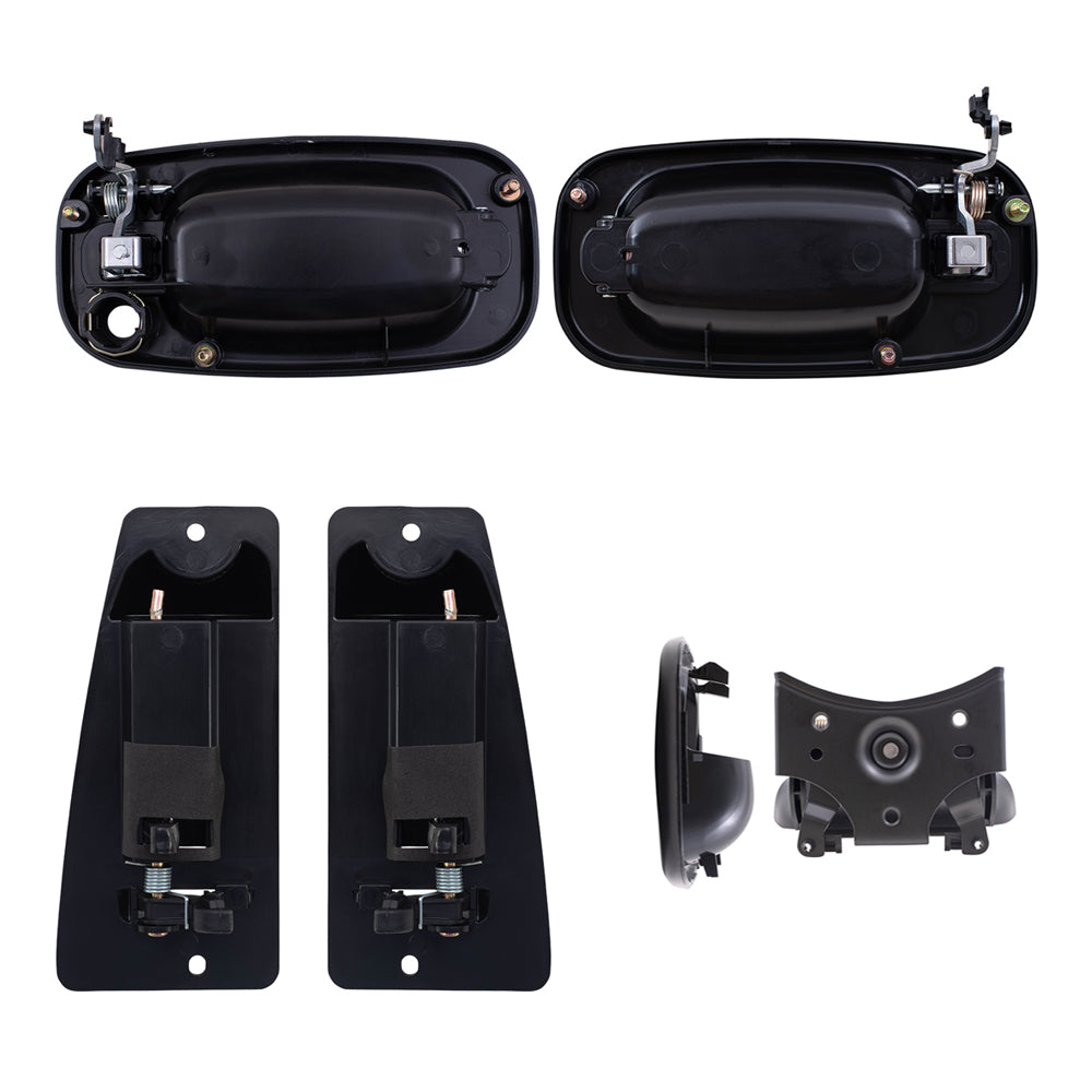 Brock Replacement Front and Rear Outside Door Handles, Tailgate Handle and Tailgate Handle Bezel 6 Piece Set Compatible with 1999-2007 Silverado & 1999-2007 Sierra Extended Cab ONLY