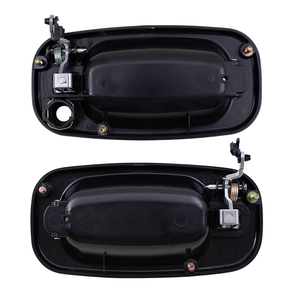 Brock Replacement Set Front Outside Door Handles Black Bezel w/ Chrome Levers Compatible with 1999-2007 Silverado Sierra Pickup Truck 15745149 15182419