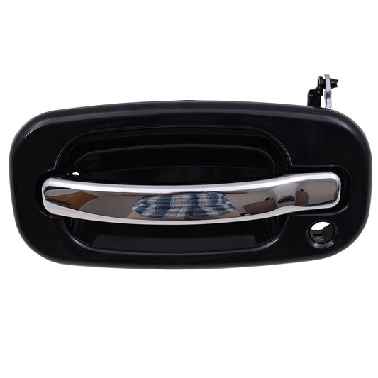 Brock Replacement Driver Outside Front Door Handle Black Bezel & Chrome Lever w/ Keyhole Compatible with 1999-2007 Silverado Sierra Pickup Truck 15745149
