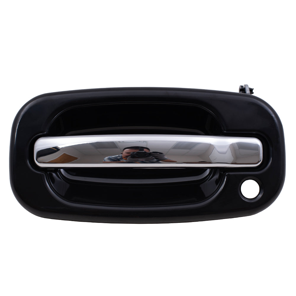 Brock Replacement Driver Outside Front Door Handle Black Bezel & Chrome Lever w/ Keyhole Compatible with 1999-2007 Silverado Sierra Pickup Truck 15745149