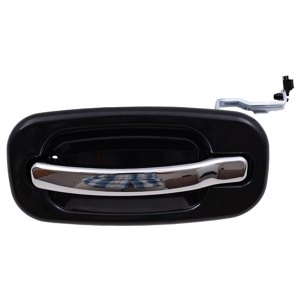 Brock Replacement Driver Rear Outside Door Handle Black Bezel w/ Chrome Lever Compatible with 2001-2007 Silverado Sierra Crew Cab Pickup Truck 15745141