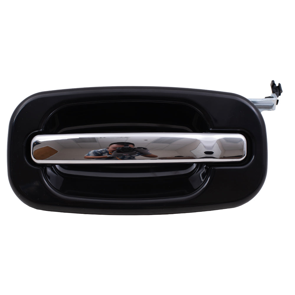 Brock Replacement Driver Rear Outside Door Handle Black Bezel w/ Chrome Lever Compatible with 2001-2007 Silverado Sierra Crew Cab Pickup Truck 15745141