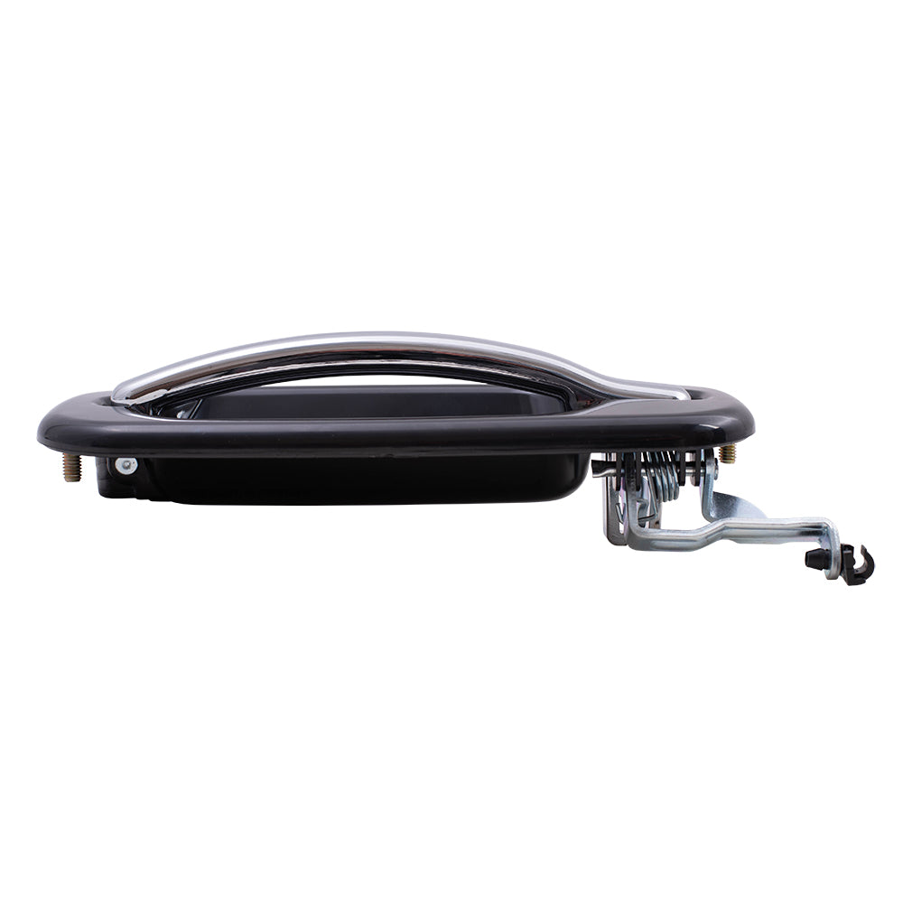 Brock Replacement Passenger Rear Outside Door Handle Black Bezel w/ Chrome Lever Compatible with 2001-2007 Silverado Sierra Crew Cab Pickup Truck