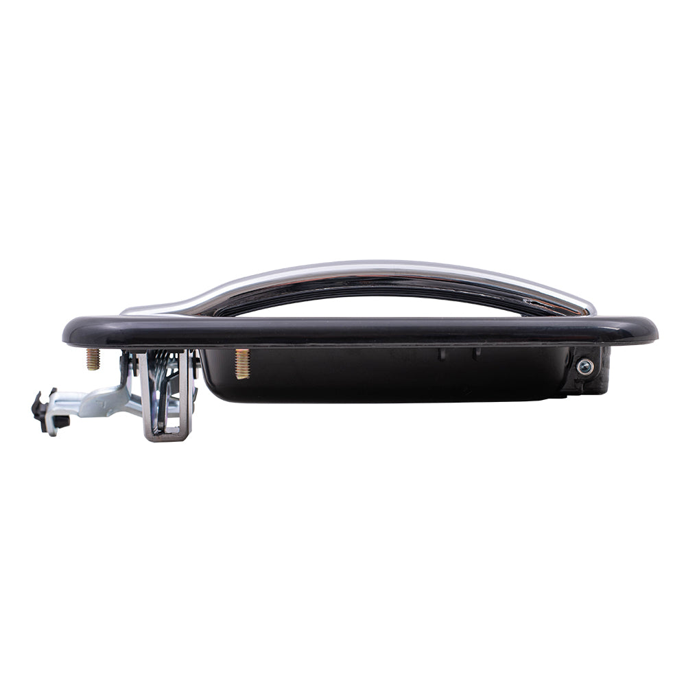 Brock Replacement Passenger Rear Outside Door Handle Black Bezel w/ Chrome Lever Compatible with 2001-2007 Silverado Sierra Crew Cab Pickup Truck