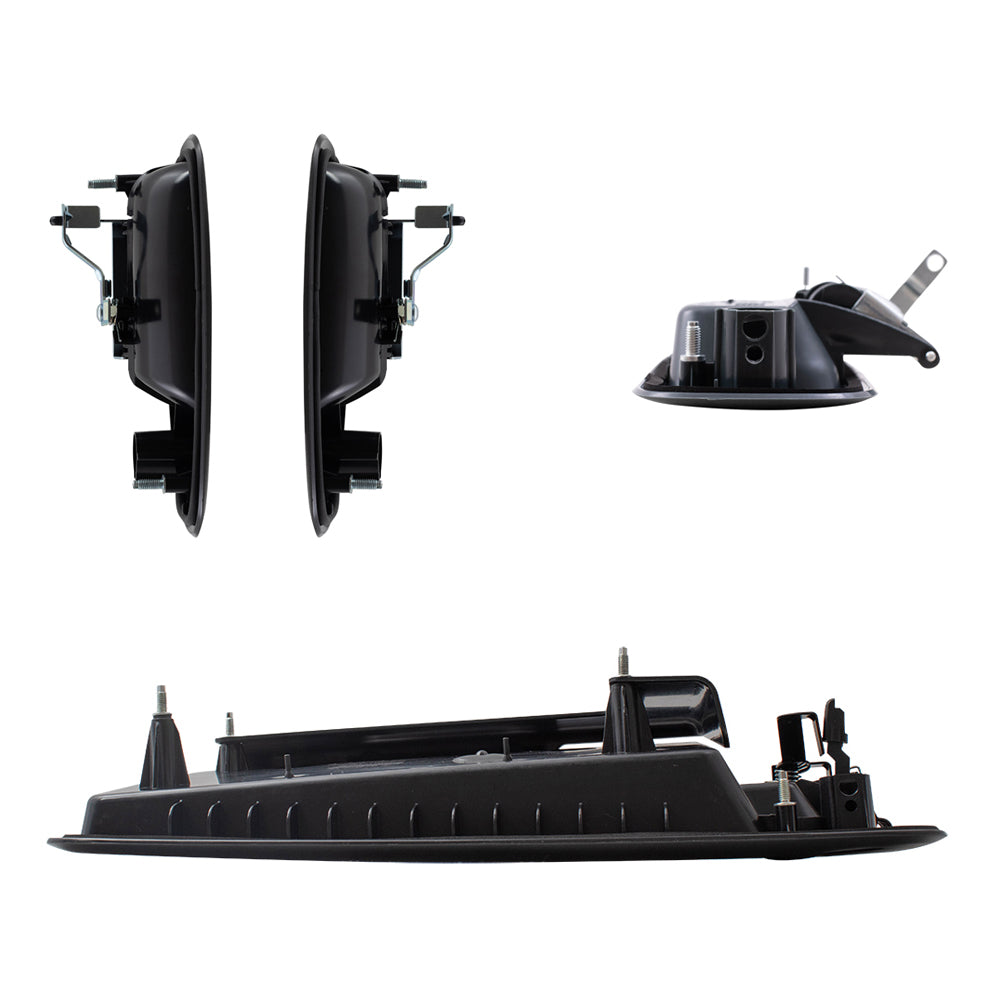 Brock Replacement Outside Textured Black Front Door Handles, Side Sliding Door Handle, and Back Door Handle W/License Plate Bracket 4 Piece Set Compatible with 1996-2009 Express and 1996-2009 Savana