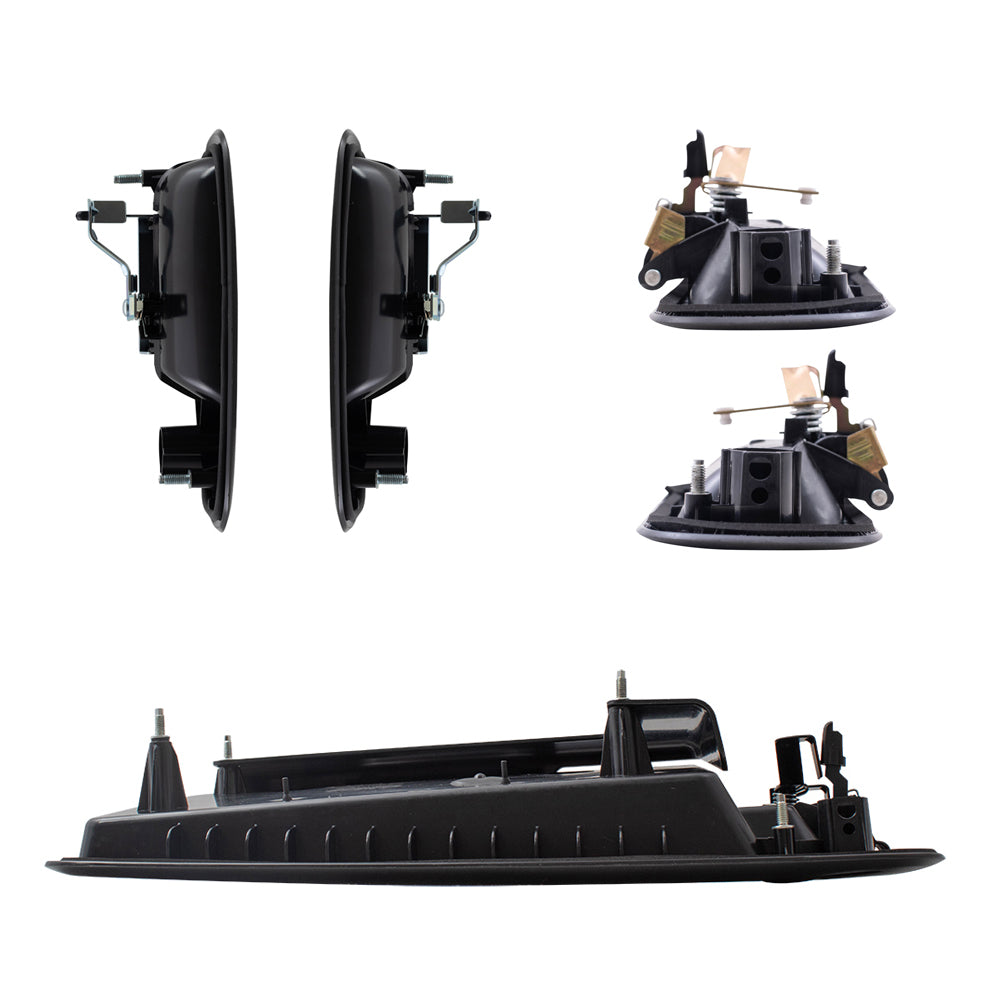 Brock Replacement Outside Textured Black Front Door Handles, Side Hinged Door Handles and Back Handle W/License Plate Bracket 5 Piece Set Compatible with 2003-2009 Express and 03-09 Savana