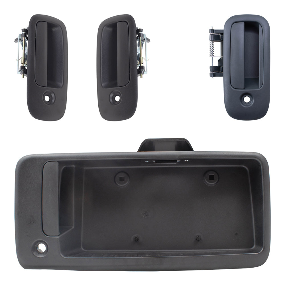 Brock Aftermarket Replacement Front-Side Hinged-Back Outside Door Handle 4 Piece Set Compatible With 2010-2022 Chevy Express