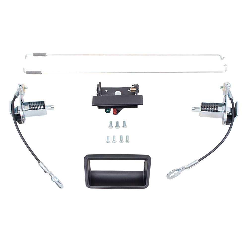 Brock Replacement Tailgate Handle with Bezel Latch Cable & Hardware Kit Compatible with 1988-2002 C/K Fleetside Stye Old Body Pickup Truck
