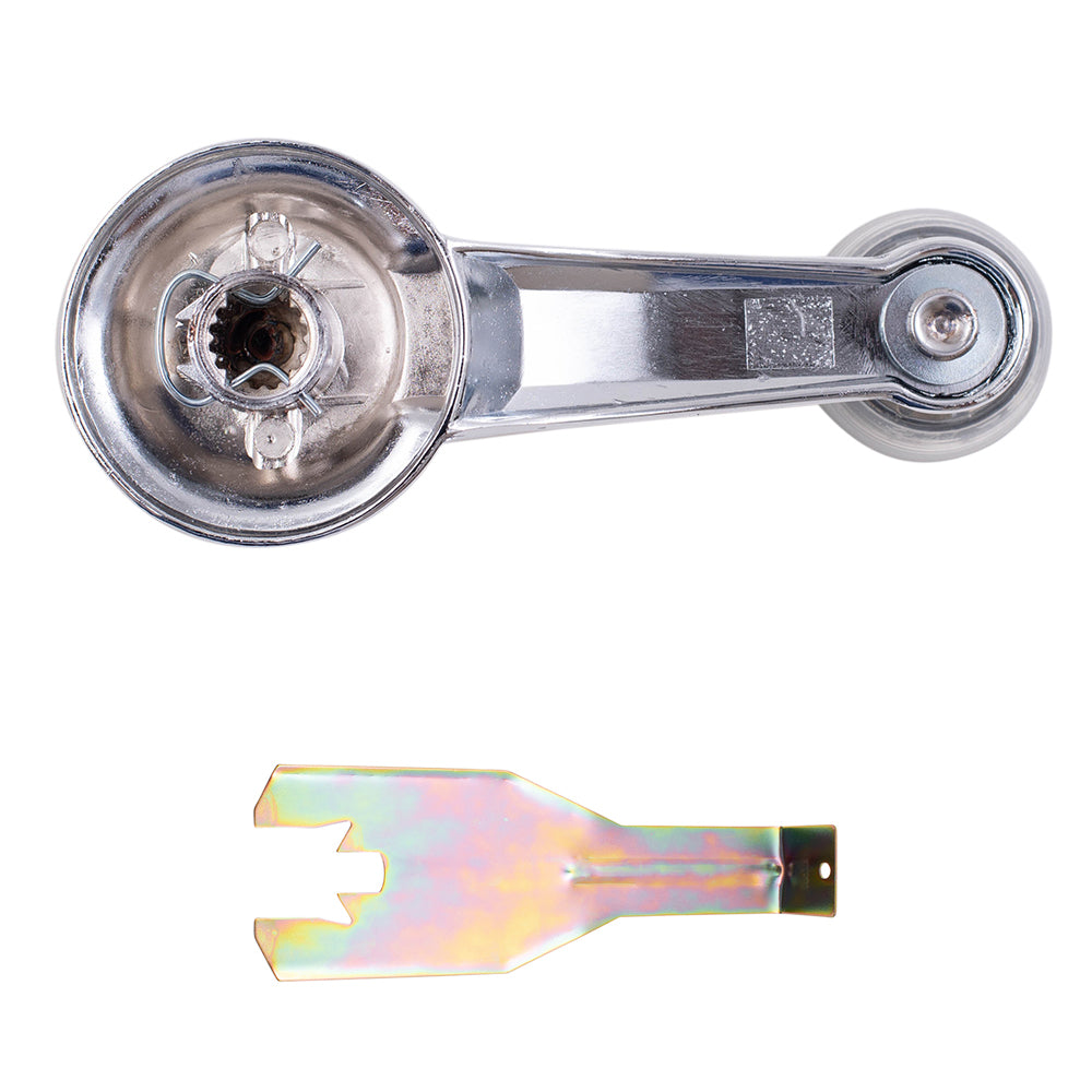 Brock Replacement 3 Pc Set Manual Window Cranks Chrome Handle w/ Clear Knob & Handle Removal Tool Compatible with Malibu Impala Monte Carlo LeSabre Camaro 1732326