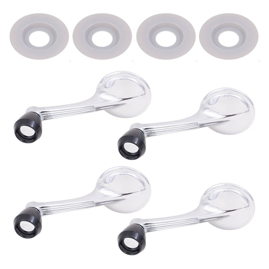 Brock Replacement 4 Pc Set Manual Window Crank Handles Chrome w/ Black Knobs Compatible with Tri-Five 150 210 Nomad Bel Air & Biscayne Chevelle 619387