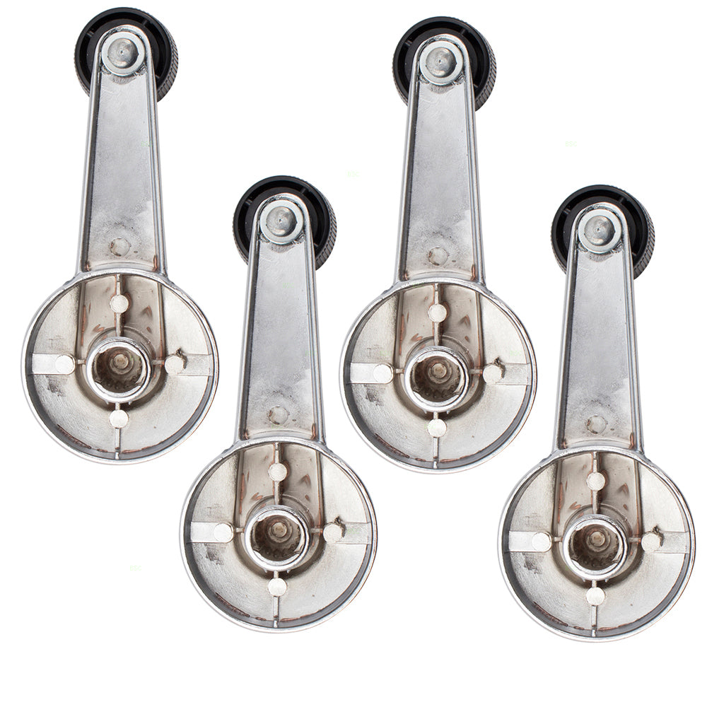 Brock Replacement 4 Pc Set Window Crank Handles Chrome w/ Black Knob Compatible with 1981-1994 Suburban 14026382