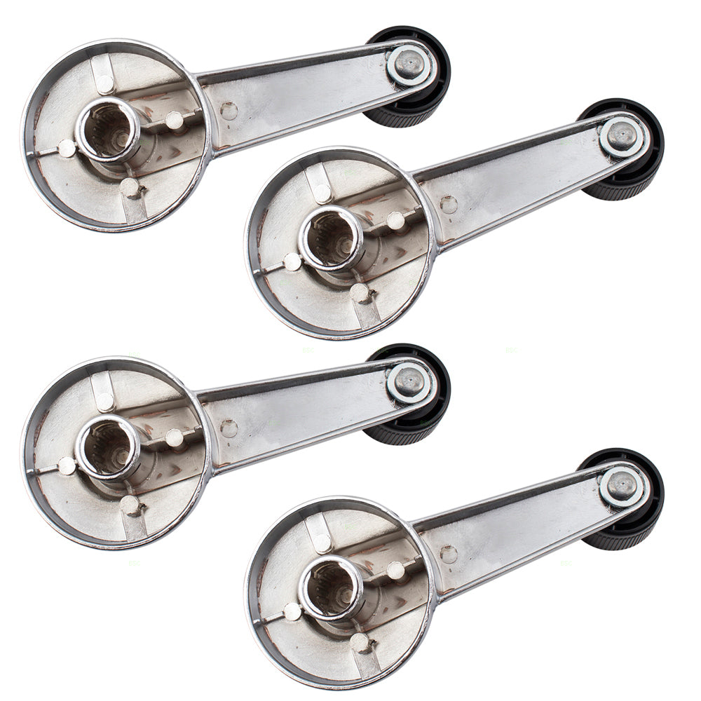 Brock Replacement 4 Pc Set Window Crank Handles Chrome w/ Black Knob Compatible with 1981-1994 Suburban 14026382