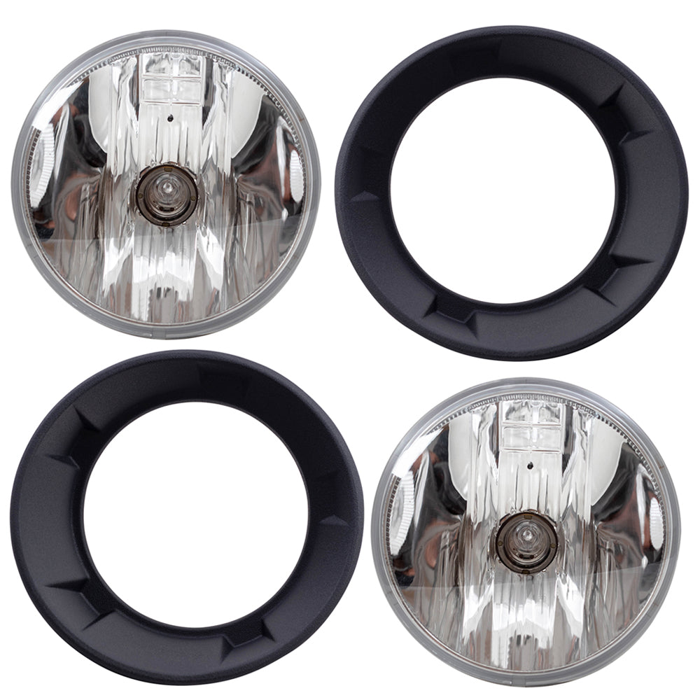 Brock Replacement 4 Pc Set Fog Driving Lights with Lens Bezels Compatible with 2010-2013 Camaro LT SS