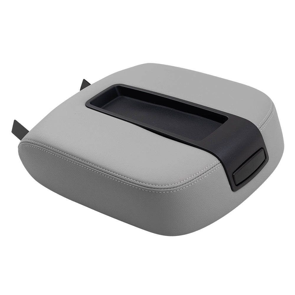 Brock Replacement Gray Center Console Armrest Lid Cover Compatible with 2007-2013 Silverado Sierra Tahoe Escalade Pickup Truck with Full Center Console