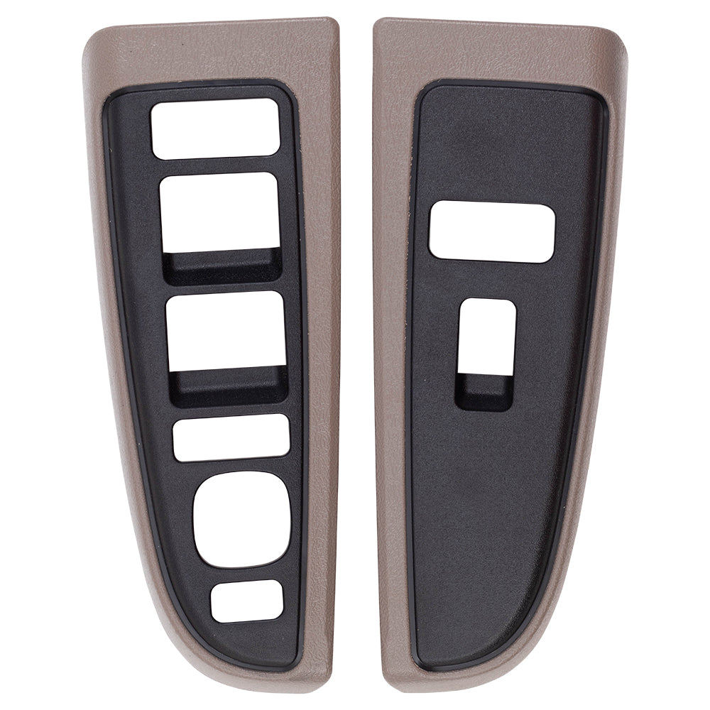 Brock Replacement Set Power Window Switch Tan Trim Bezels Compatible with 03-06 Silverado Sierra Crew Cab 07 Classic Pickup Truck 89045127 89045119