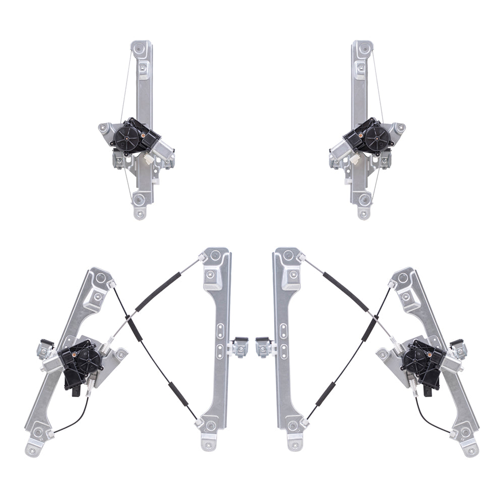 Brock Aftermarket Replacement Driver Left Passenger Right Power Window Regulator Set with Motor 4 Piece Set Compatible with 2010-2012 Cadillac SRX