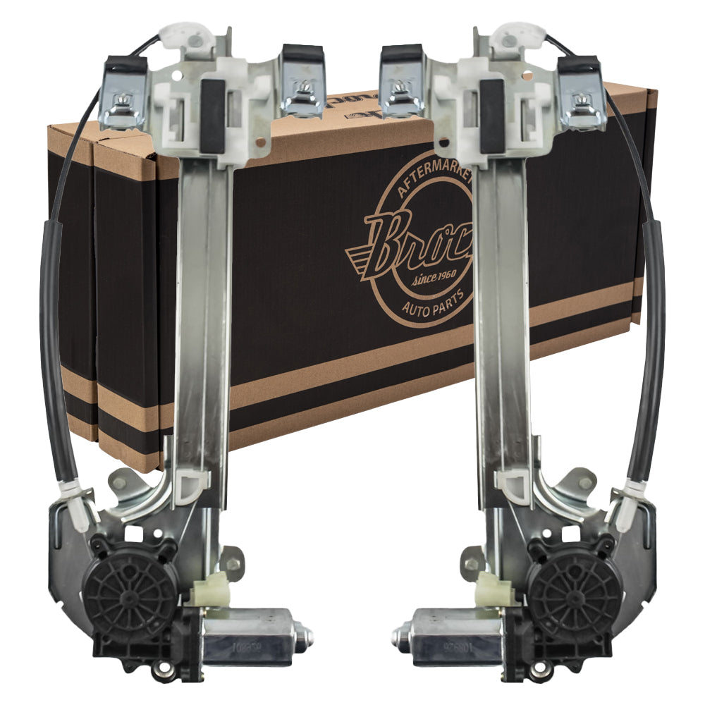 Brock Replacement Set Rear Power Window Regulators with Lift Motors Compatible with 2000-2005 LeSabre 15231245 15231244
