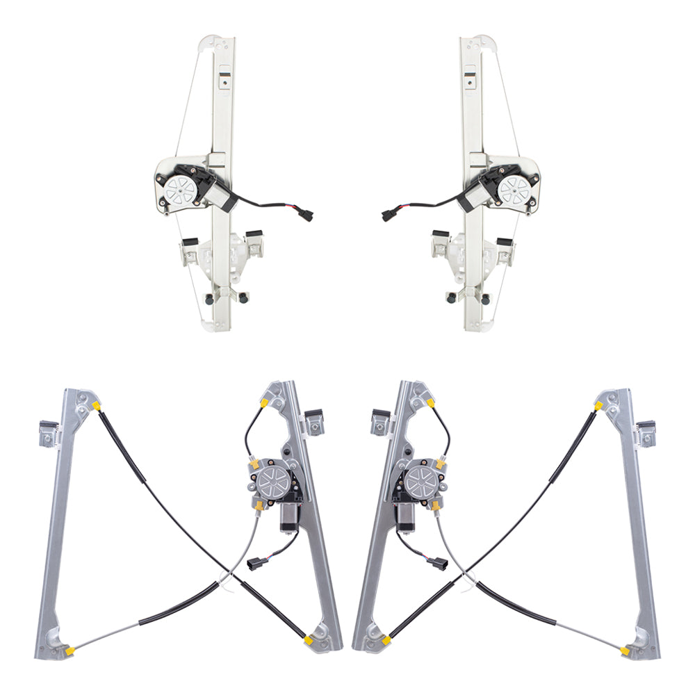 Brock Replacement Front and Rear Window Regulators with Motor 4 Piece Set Compatible with 07-13 Silverado 1500 08-13 Silverado 2500HD/3500HD 07-13 Sierra 1500/2500HD/3500HD