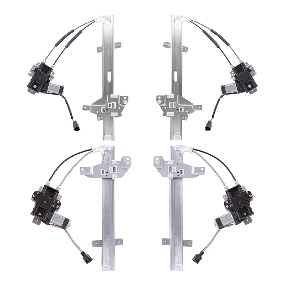 Brock Replacement Front and Rear Power Window Regulators with Motor 4 Piece Set Compatible with 1997-2003 Grand Prix Sedan