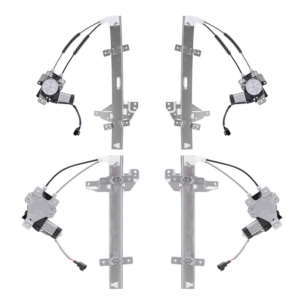 Brock Replacement Front and Rear Power Window Regulators with Motor 4 Piece Set Compatible with 1997-2003 Grand Prix Sedan