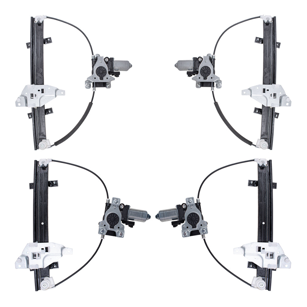 Brock Replacement 4 Pc Set Power Window Regulators with Motors Compatible with 1997-2005 Century