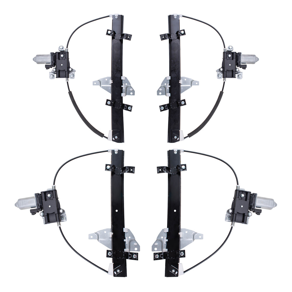 Brock Replacement 4 Pc Set Power Window Regulators with Motors Compatible with 1997-2005 Century