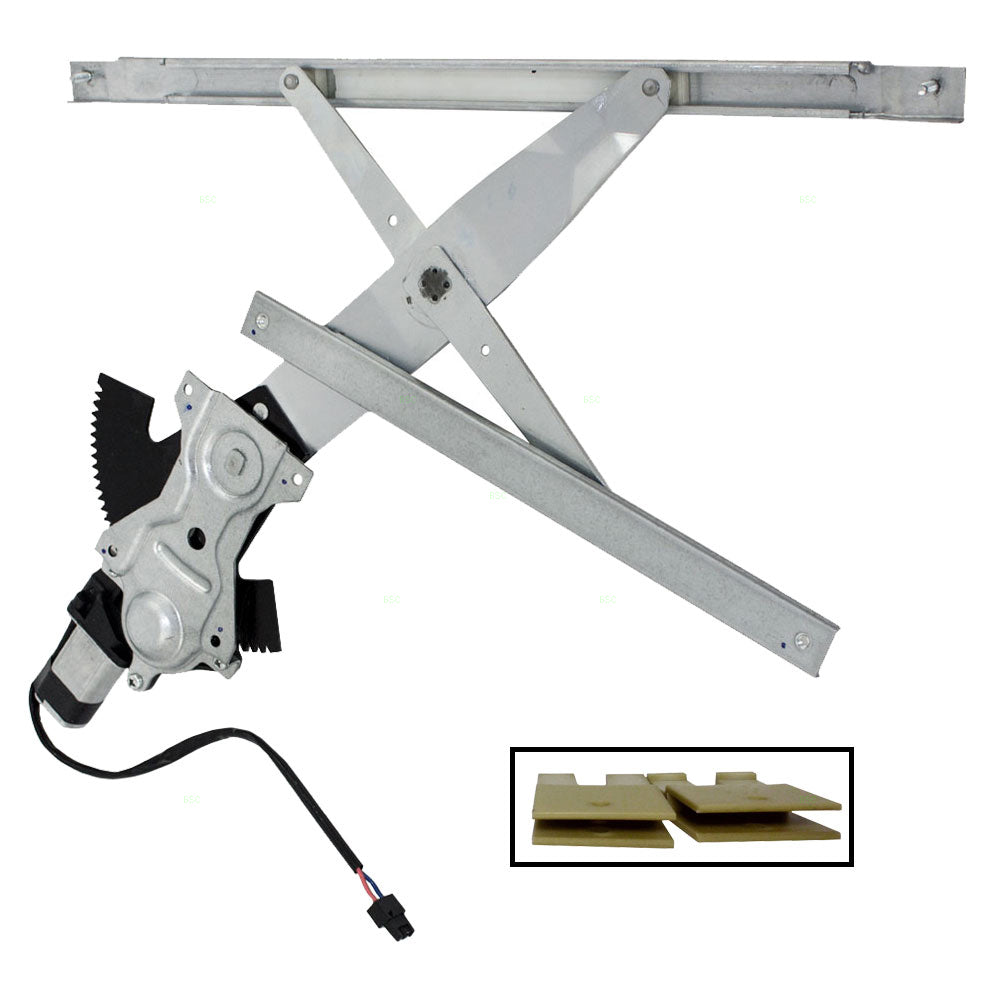 Brock Replacement Passenger Front Power Window Regulator with Motor Assembly & 2 Sash Connector Clips Compatible with 1995-2005 Cavalier Sunfire Coupe