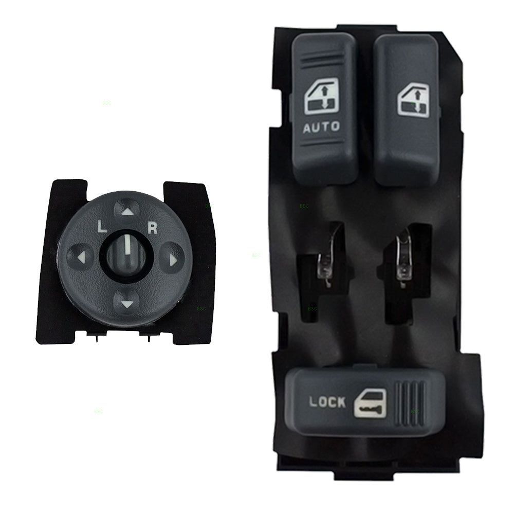 Brock Replacement 2 Piece Driver Set Power Master Window Switch with Remote Mirror Switches Compatible with 19244656