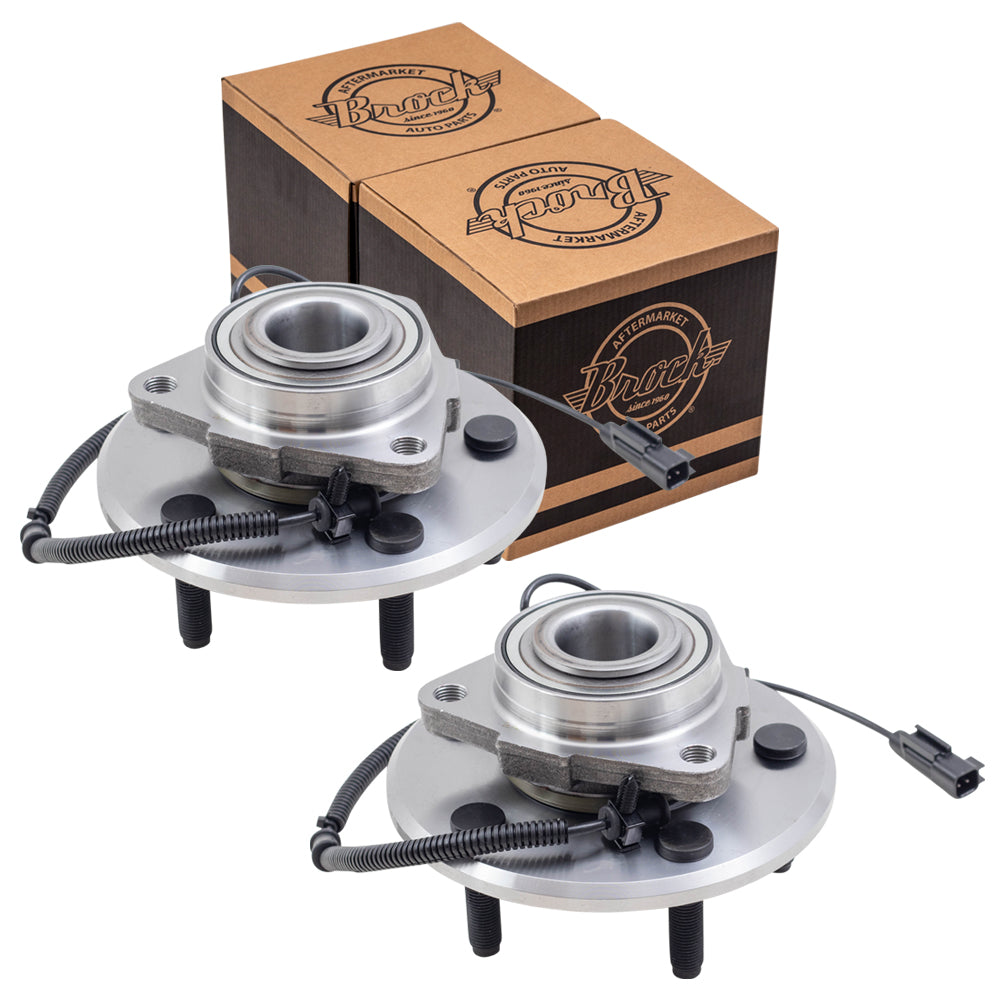 Brock Aftermarket Replacement Part Front Driver and Passenger Side Hub and Bearing Assemblies Compatible with 2013-2018 RAM 1500