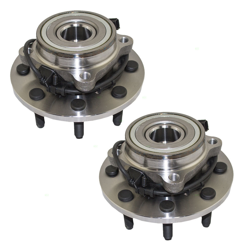 Brock Replacement Pair Set Front Wheel Hubs with Bearings Compatible with 2003 2004 2005 2500 3500 Pickup Truck with 4-Wheel Drive 5103507AA